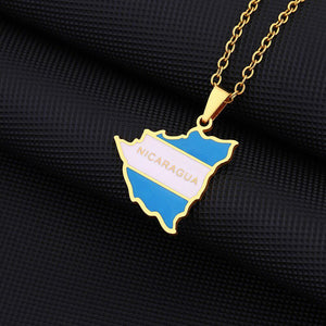 Nicaragua Flag Map Necklace