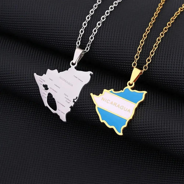 Nicaragua Flag Map Necklace