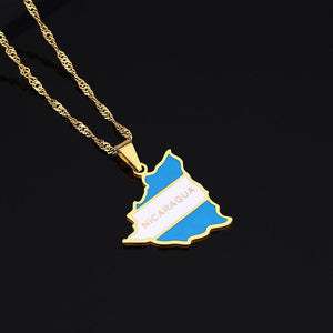 Nicaragua Flag Map Necklace