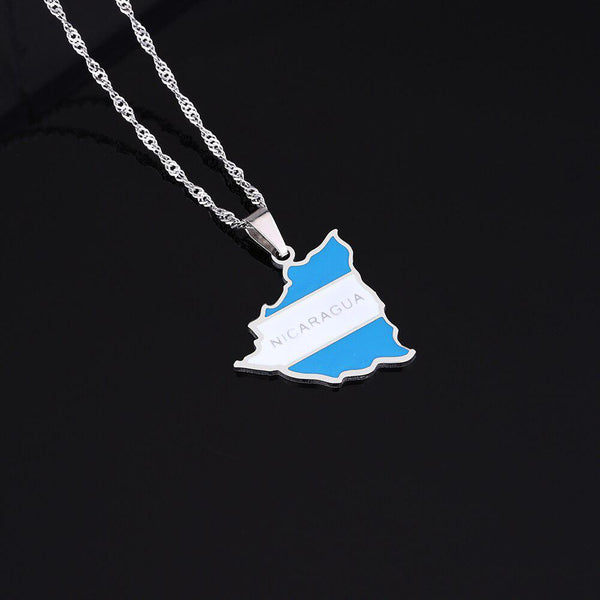 Nicaragua Flag Map Necklace