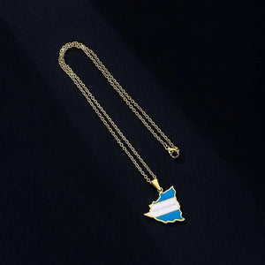 Nicaragua Flag Map Necklace