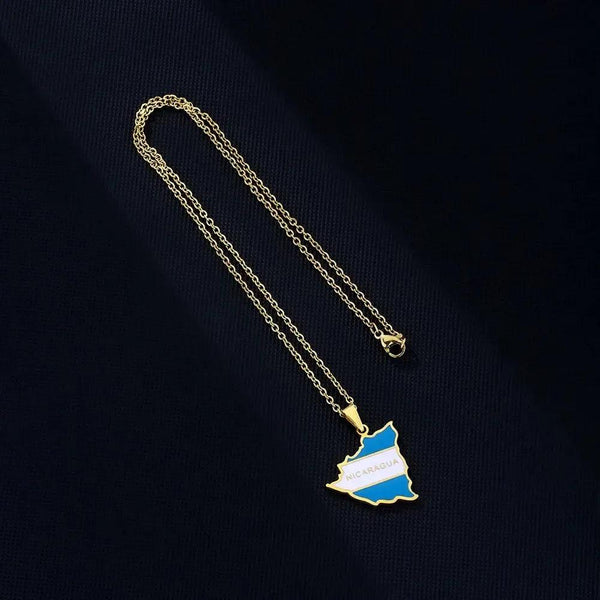 Nicaragua Flag Map Necklace