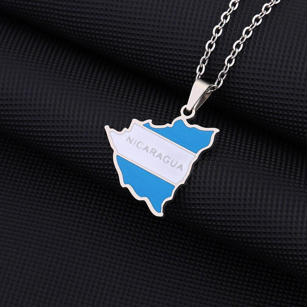 Nicaragua Flag Map Necklace