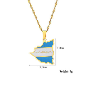 Nicaragua Flag Map Necklace