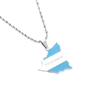 Nicaragua Flag Map Necklace