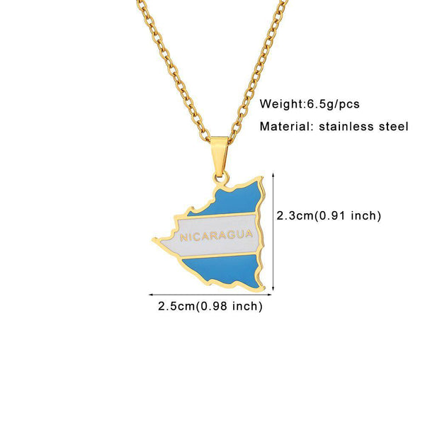 Nicaragua Flag Map Necklace