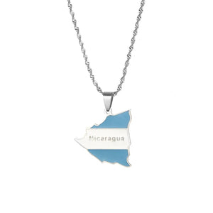 Nicaragua Flag Map Necklace