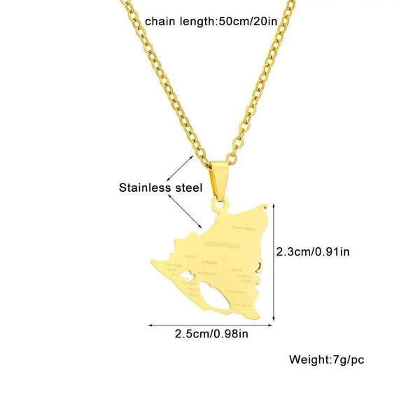 Nicaragua Flag Map Necklace