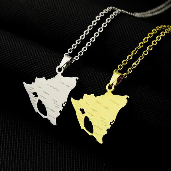Nicaragua Flag Map Necklace