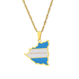 Nicaragua Flag Map Necklace