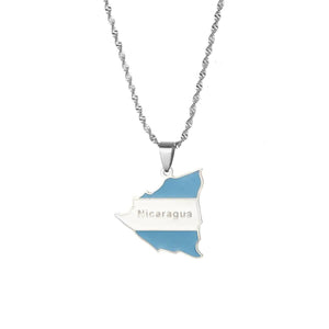 Nicaragua Flag Map Necklace