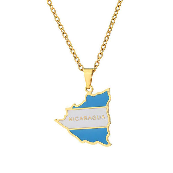 Nicaragua Flag Map Necklace