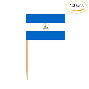 Nicaragua Flag Toothpicks - Cupcake Toppers (100Pcs)