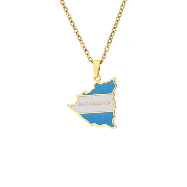 Nicaragua Flag Map Necklace
