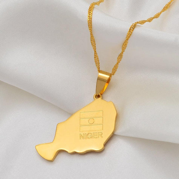 Niger Flag Map Necklace