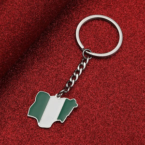 Nigeria Flag Map Keychain
