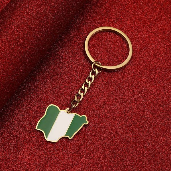 Nigeria Flag Map Keychain