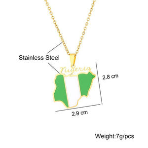 Nigeria Flag Map Necklace