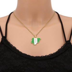 Nigeria Flag Map Necklace