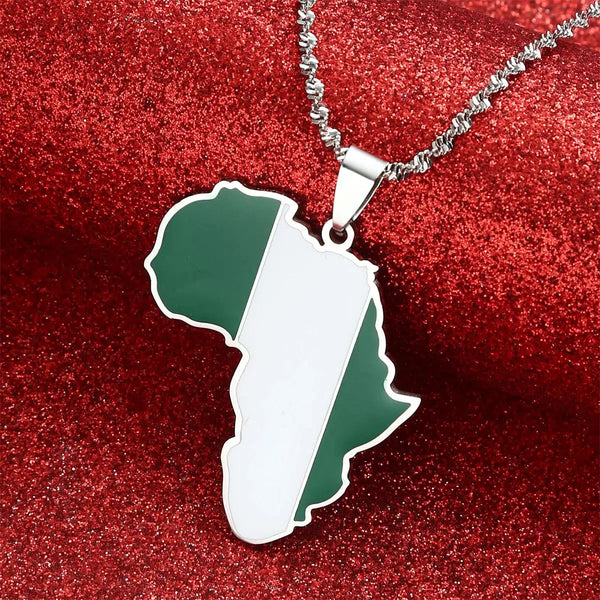 Nigeria Flag Map Necklace