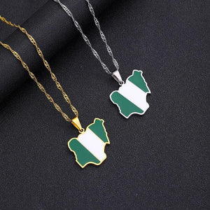 Nigeria Flag Map Necklace