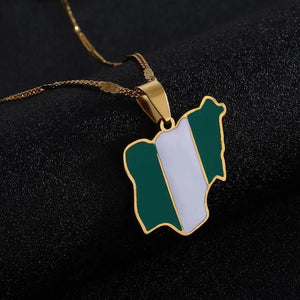 Nigeria Flag Map Necklace