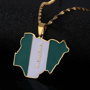 Nigeria Flag Map Necklace