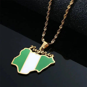 Nigeria Flag Map Necklace