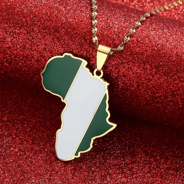 Nigeria Flag Map Necklace