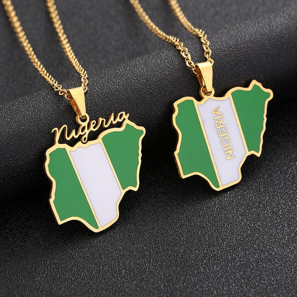 Nigeria Flag Map Necklace