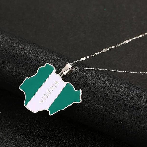 Nigeria Flag Map Necklace