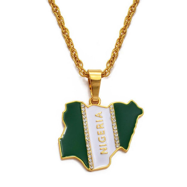 Nigeria Flag Map Necklace