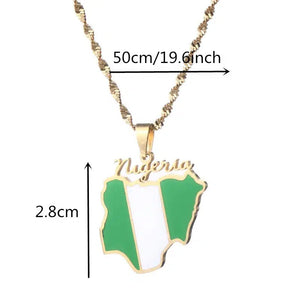 Nigeria Flag Map Necklace