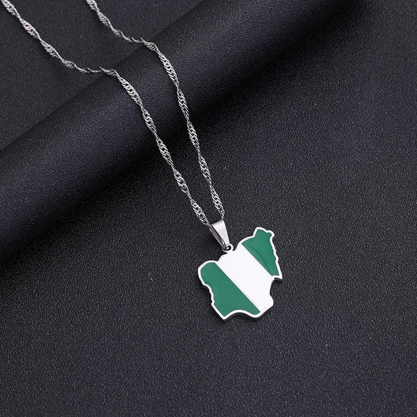 Nigeria Flag Map Necklace