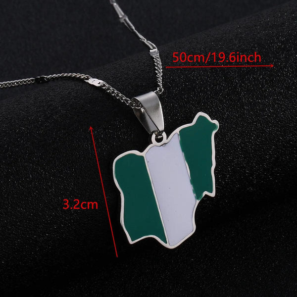 Nigeria Flag Map Necklace