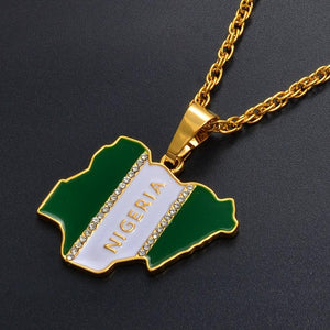 Nigeria Flag Map Necklace