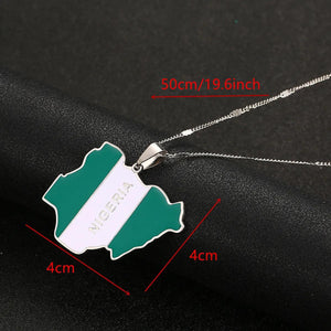 Nigeria Flag Map Necklace