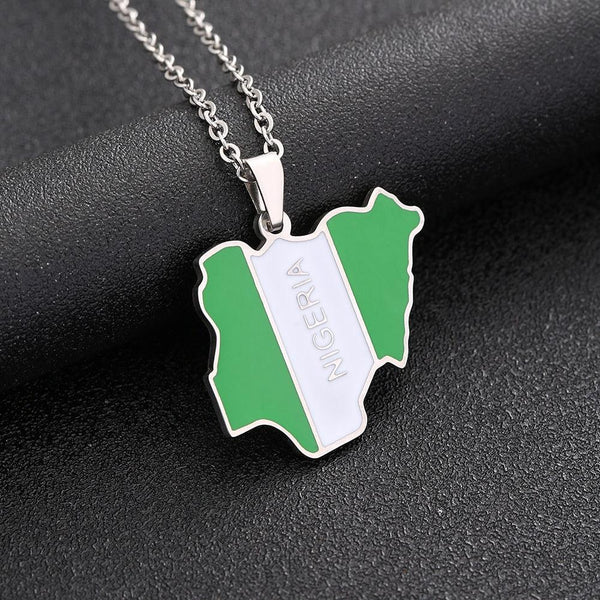 Nigeria Flag Map Necklace