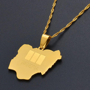 Nigeria Flag Map Necklace