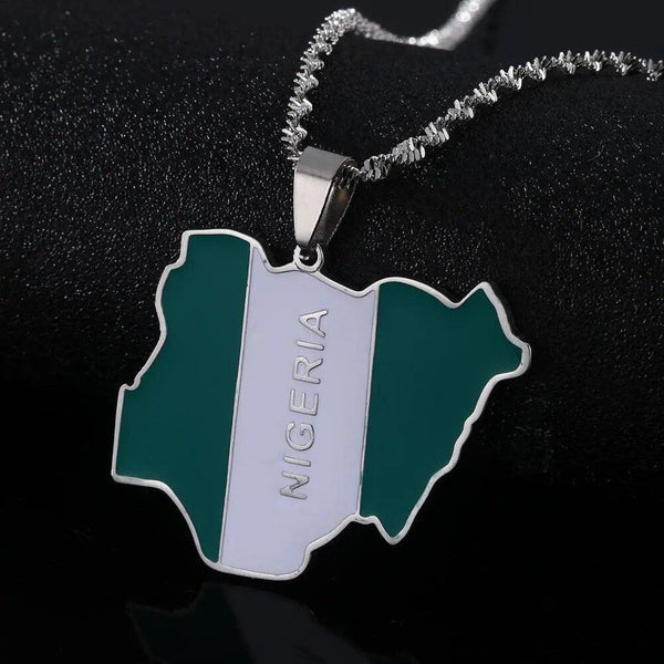 Nigeria Flag Map Necklace