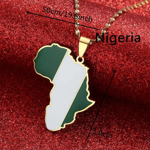 Nigeria Flag Map Necklace