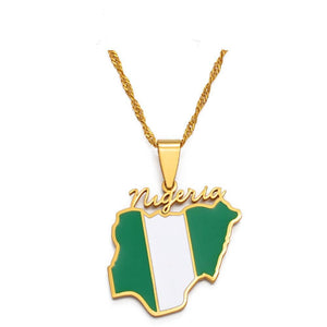 Nigeria Flag Map Necklace