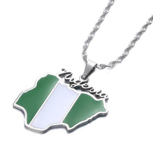 Nigeria Flag Map Necklace