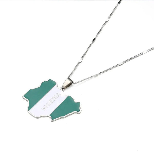 Nigeria Flag Map Necklace