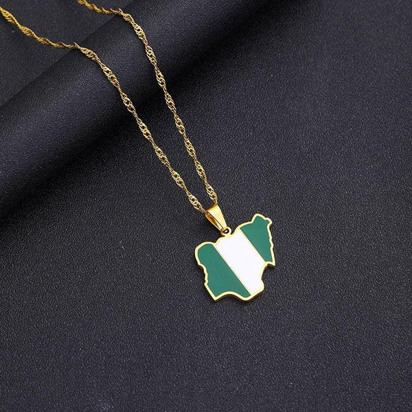 Nigeria Flag Map Necklace