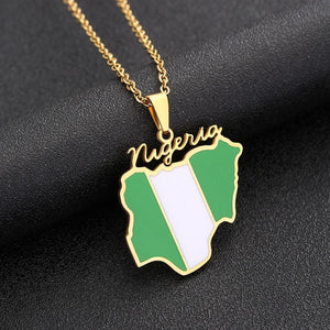 Nigeria Flag Map Necklace