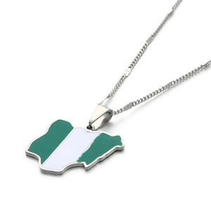 Nigeria Flag Map Necklace