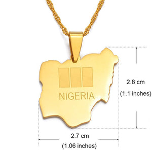 Nigeria Flag Map Necklace