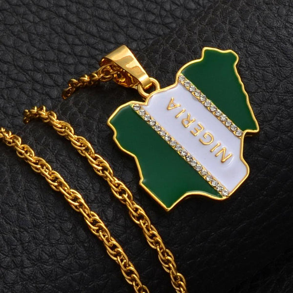 Nigeria Flag Map Necklace