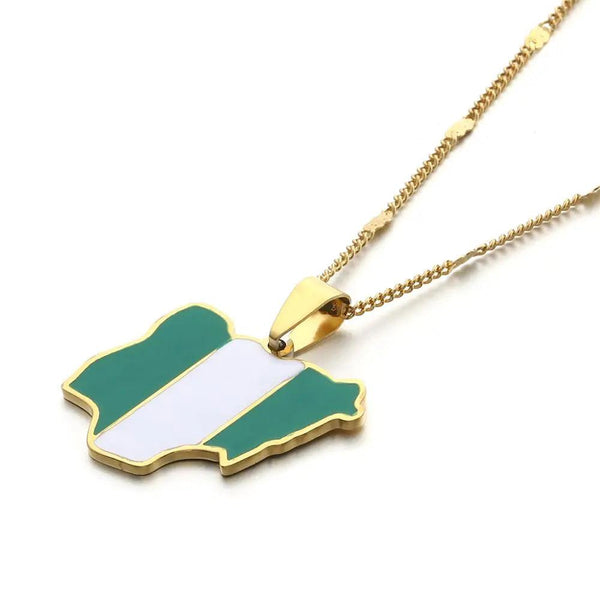 Nigeria Flag Map Necklace